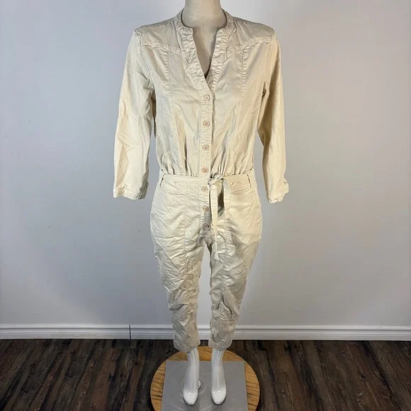 ❤️ ba&sh Off-White Button-Front Jumpsuit S - Picture 1 of 12